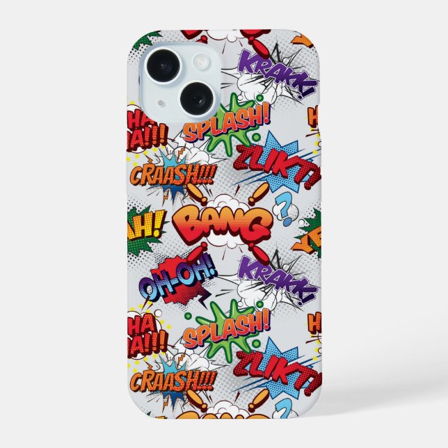 Superhero Bubble Pattern iPhone 15 Case (Back)