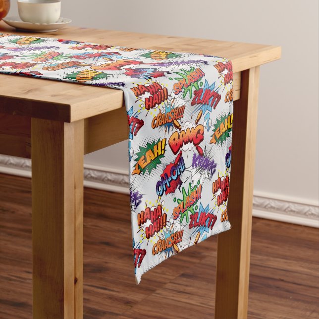 Superhero Bubble Pattern Medium Table Runner (In Situ)