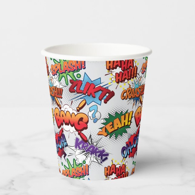 Superhero Bubble Pattern Paper Cups (Front)