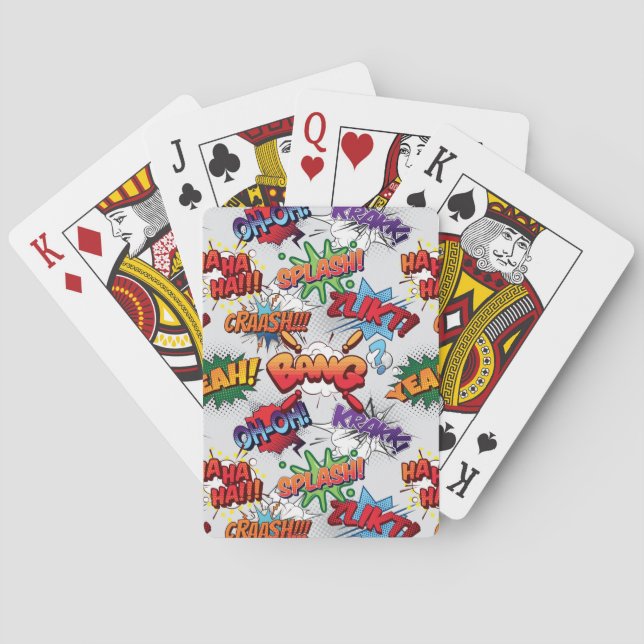 Superhero Bubble Pattern Playing Cards (Back)