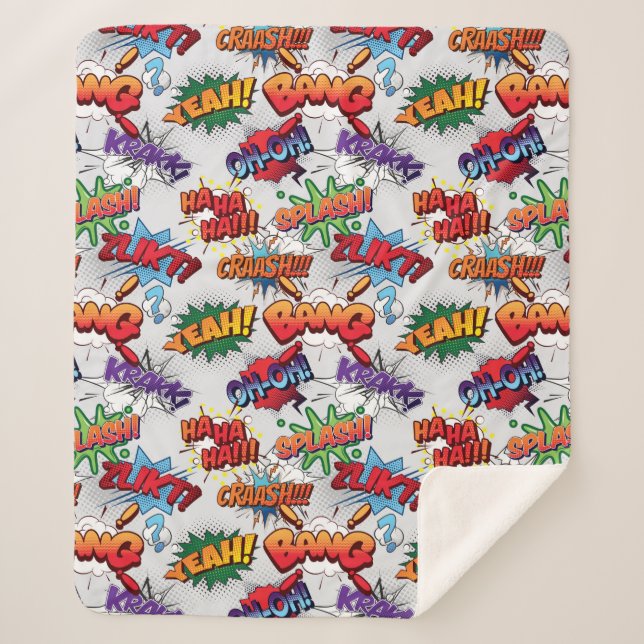 Superhero Bubble Pattern Sherpa Blanket (Front)