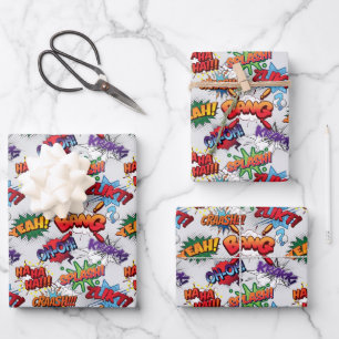 Superhero Bubble Pattern Wrapping Paper Sheet