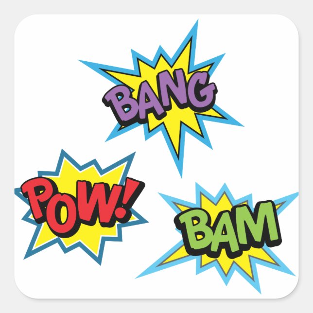 Superhero Bursts Square Sticker (Front)
