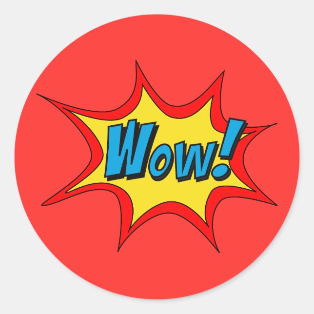Superhero Callout Wow Teacher Reward Classic Round Sticker (Front)