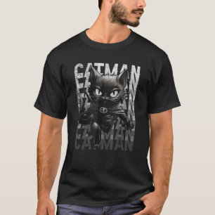 Superhero Cat Catman Funny Black Cat Cat With Cape T-Shirt