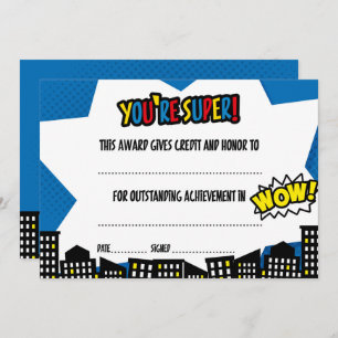 Superhero Certificate, Diploma Invitation