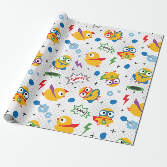 Superhero Chicken Wrapping Paper (Unrolled)