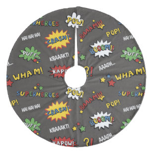 Superhero Colourful Fun Pattern Fleece Tree Skirt