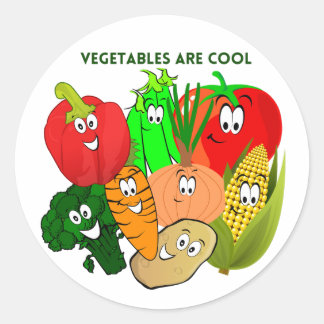 Superhero, colourful vegetables  classic round sticker