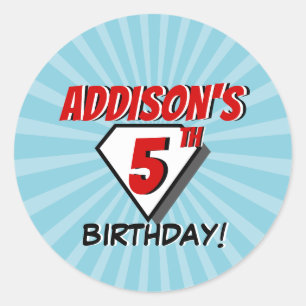 Superhero Comic Birthday Party Sticker