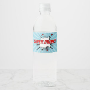 Superhero Comic Birthday Party Water Bottle Label