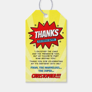 Superhero Comic Book Any Age Birthday Gift Tags