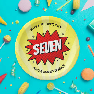 Superhero Comic Book Any Age Birthday Paper Plate