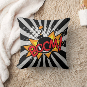 Superhero Comic Book Boom Bomb Cartoon Cushion