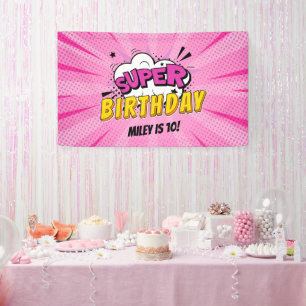 Superhero Comic Book Girl's Birthday Banner