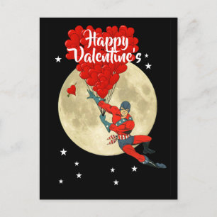Superhero comic book kids Valentine's day Announcement Postcard