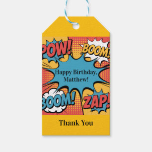 Superhero Comic Book Pop Art Boy Birthday Thanks Gift Tags