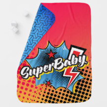 Superhero comic book SuperBABY blanket gift BLUE