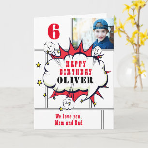 Superhero Comic Boy Fun Photo Birthday Card