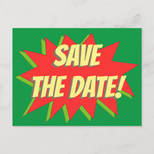 Superhero Comic Save The Date Announcement Postcar
