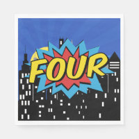 Superhero Comic Speech Bubble 4th Birthday Party 