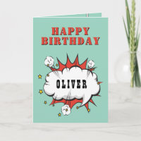 Superhero Comic Speech Bubble Boy Happy Birthday