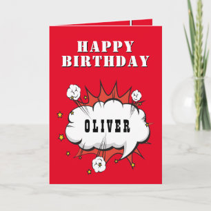 Superhero Comic Speech Bubble Boy Happy Birthday Card