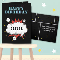 Superhero Comic Speech Bubble Boy Happy Birthday