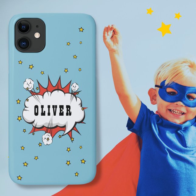 Superhero Comic Speech Bubble Boy Name Case-Mate iPhone Case (Creator Uploaded)