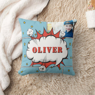 Superhero Comic Speech Bubble Boy Photo  Cushion