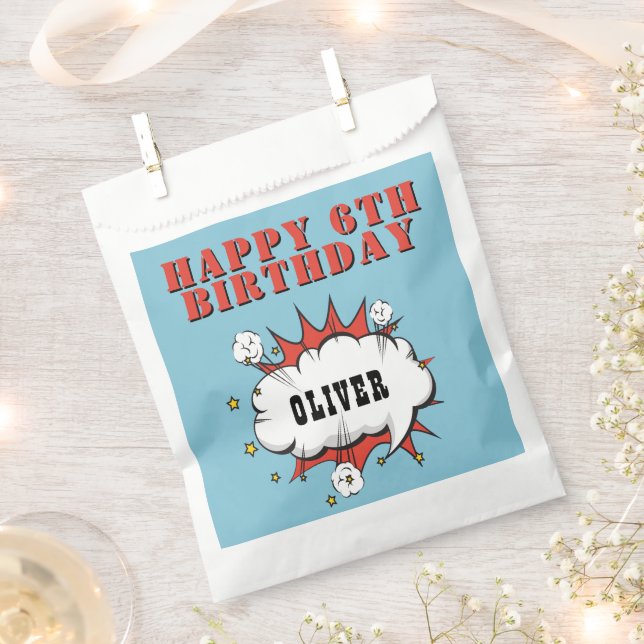 Superhero Comic Speech Bubble Happy Birthday  Favour Bag (Clipped)