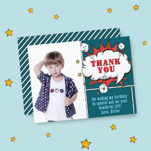 Superhero Comic Speech Bubble Photo Birthday Thank Postcard