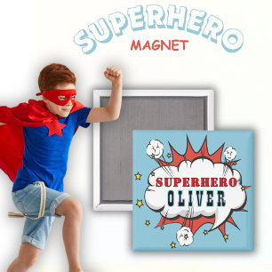 Superhero Comic Speech Cloud Boy Birthday Party  Magnet