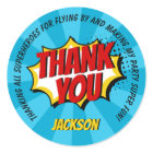 Superhero Comic Style Boy Birthday Blue Thank You