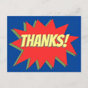 Superhero Comic Thanks Postcard