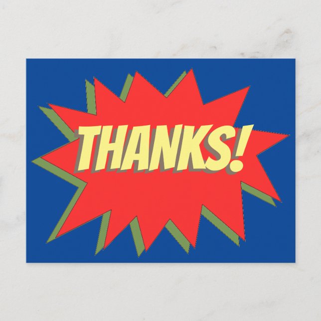 Superhero Comic Thanks Postcard (Front)