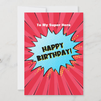 Superhero comic themed birthday invitation