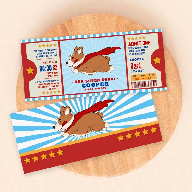Superhero Corgi Puppy Birthday Party Invitation (Creator Uploaded)