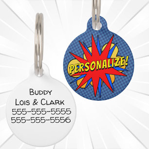 Superhero Custom Comic Book Dog ID Tag