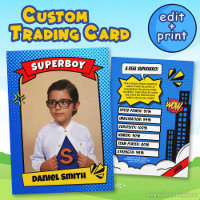 Superhero Custom Comic Trading Card for Boy Gift
