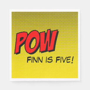 Superhero Custom Napkins - POW Yellow Black Back