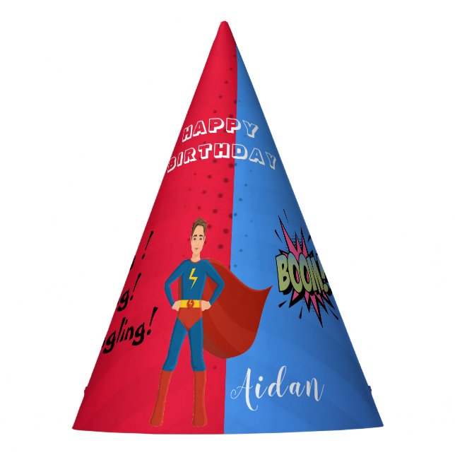 Superhero Custom Photo Birthday   Party Hat (Front)