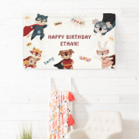 Superhero Cute Animals Kids Birthday