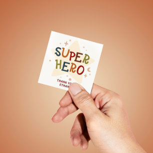 Superhero Cute Party Animals Kids Birthday Square Sticker