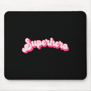 Superhero - Cute Pink Vintage Retro Halloween Supe Mouse Pad