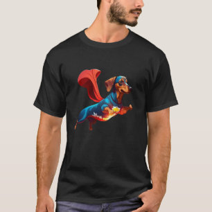 Superhero Dachshund Red Cape Super Hero Dog T-Shirt
