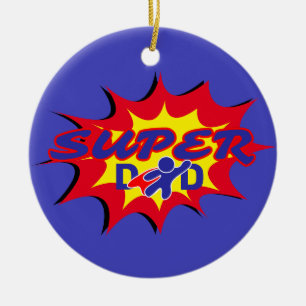 Superhero dad father's day comic ceramic ornament