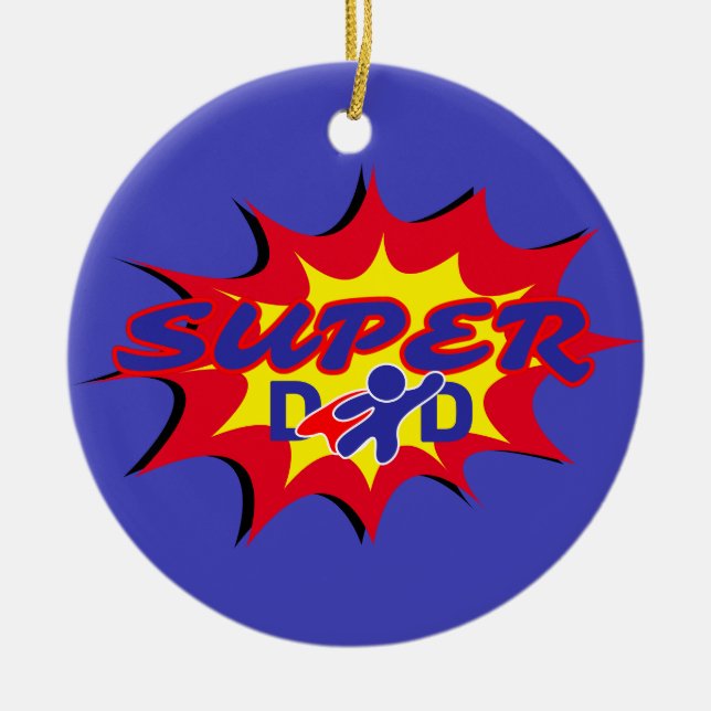 Superhero dad father's day comic  ceramic ornament (Front)