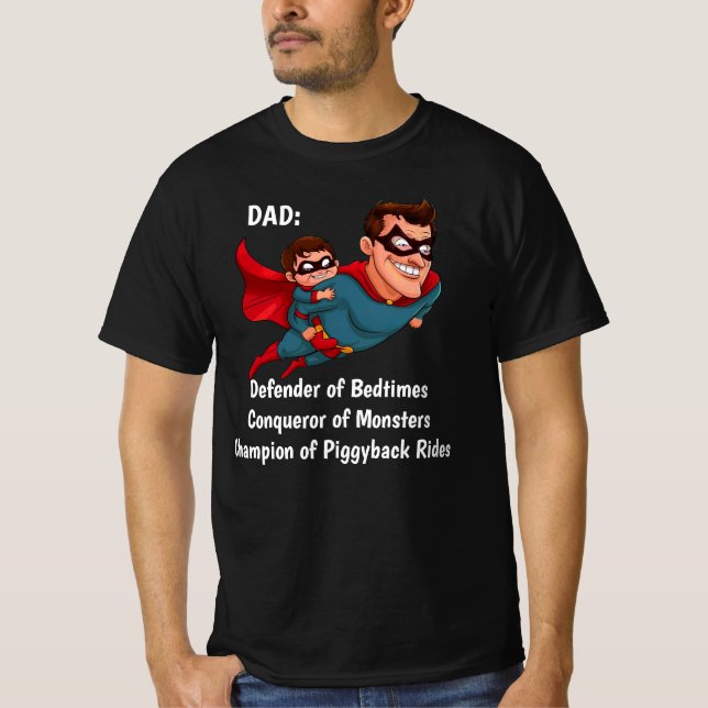 Superhero Dad Personalised Black T-Shirt (Front)