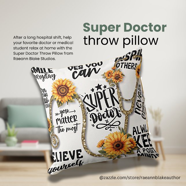 Superhero Doctor Throw Pillow (Creator Uploaded)